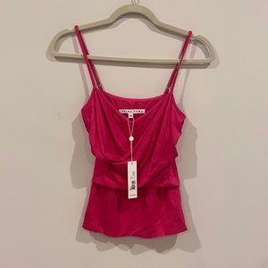Trina Turk Tank with Cross Over Fabric on Front Fuchsia Size P